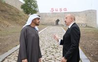 Liderlər Şuşa qalasının önündə - Fotolar