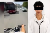 Təhlükəli motosiklet sürücüsünü polis saxladı